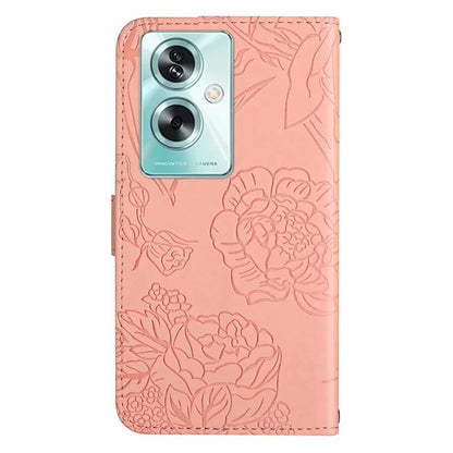 HT03 For Oppo A79 5G / A2 5G Case PU Leather Butterfly Imprinted Phone Cover with Shoulder Strap