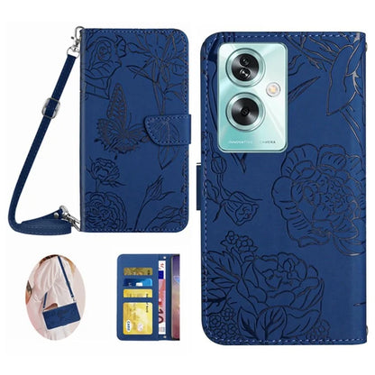 HT03 For Oppo A79 5G / A2 5G Case PU Leather Butterfly Imprinted Phone Cover with Shoulder Strap