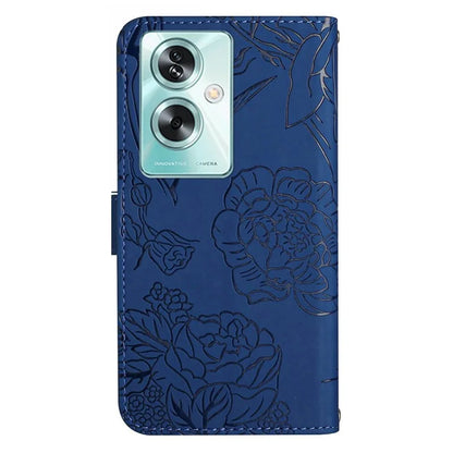 HT03 For Oppo A79 5G / A2 5G Case PU Leather Butterfly Imprinted Phone Cover with Shoulder Strap