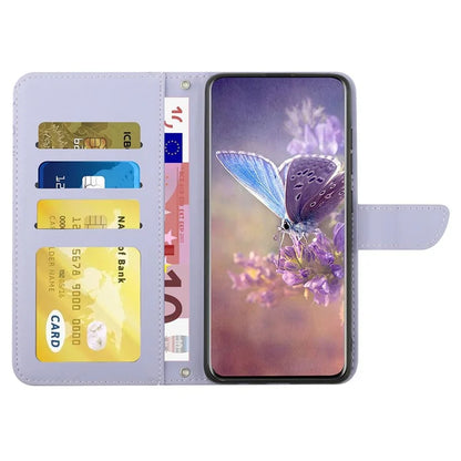 HT03 For Oppo A79 5G / A2 5G Case PU Leather Butterfly Imprinted Phone Cover with Shoulder Strap