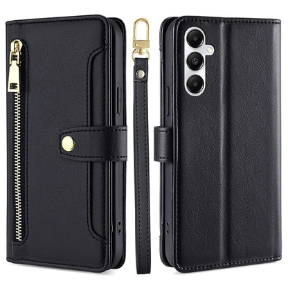 For Samsung Galaxy A05s 4G Case Zipper Pocket Wallet PU Leather Phone Cover with 2 Straps