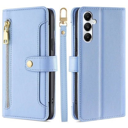 For Samsung Galaxy A05s 4G Case Zipper Pocket Wallet PU Leather Phone Cover with 2 Straps