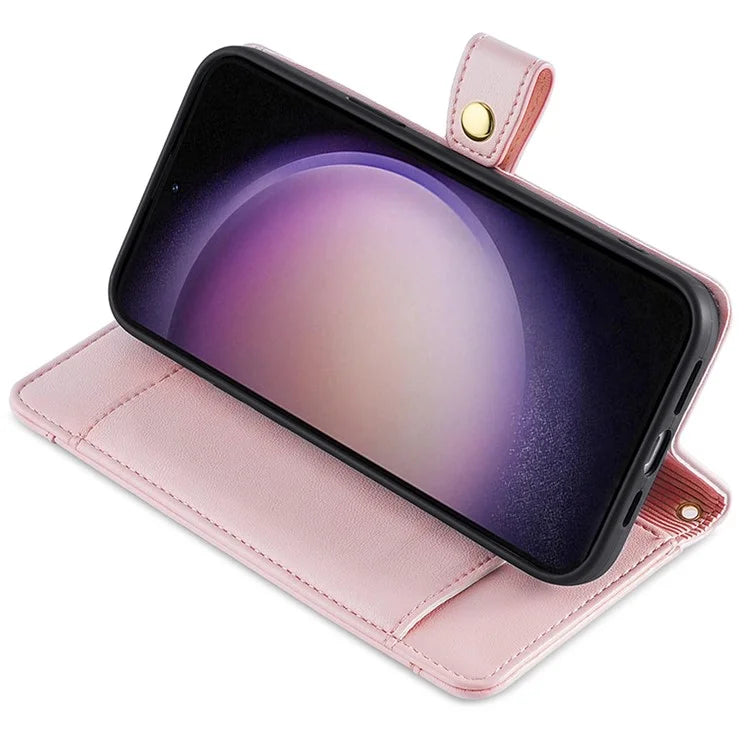 For Samsung Galaxy A05s 4G Case Zipper Pocket Wallet PU Leather Phone Cover with 2 Straps