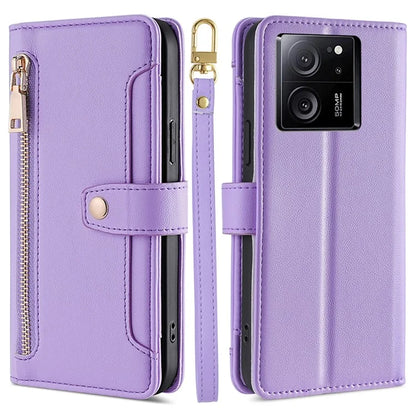 For Xiaomi Redmi K60 Ultra / 13T / 13T Pro Case Leather Zipper Wallet Stand Phone Cover with Long and Short Strap