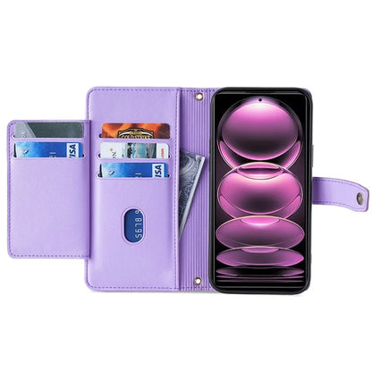 For Xiaomi Redmi K60 Ultra / 13T / 13T Pro Case Leather Zipper Wallet Stand Phone Cover with Long and Short Strap