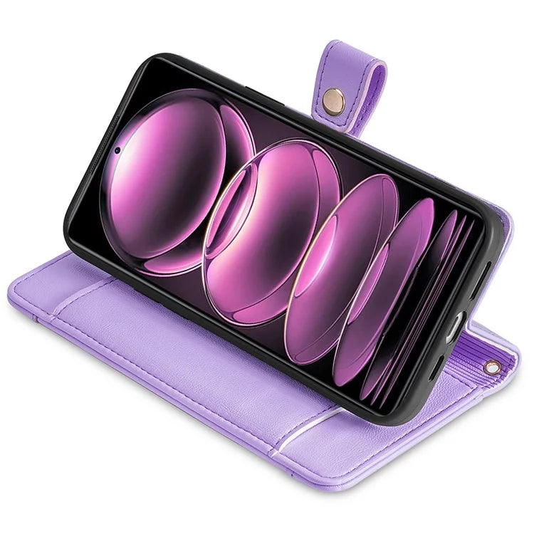 For Xiaomi Redmi K60 Ultra / 13T / 13T Pro Case Leather Zipper Wallet Stand Phone Cover with Long and Short Strap