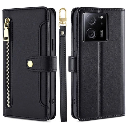 For Xiaomi Redmi K60 Ultra / 13T / 13T Pro Case Leather Zipper Wallet Stand Phone Cover with Long and Short Strap