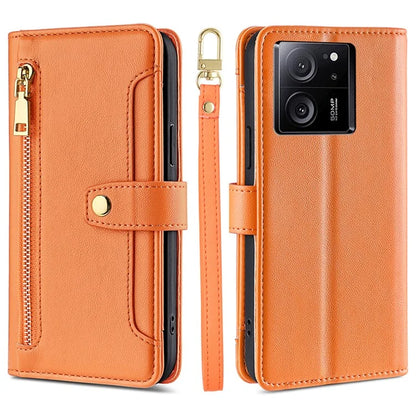 For Xiaomi Redmi K60 Ultra / 13T / 13T Pro Case Leather Zipper Wallet Stand Phone Cover with Long and Short Strap