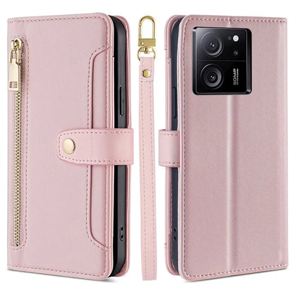 For Xiaomi Redmi K60 Ultra / 13T / 13T Pro Case Leather Zipper Wallet Stand Phone Cover with Long and Short Strap
