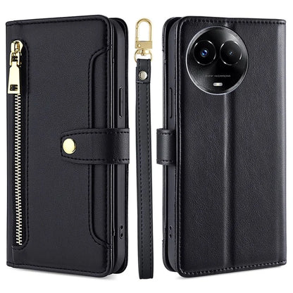 For Realme 11x 5G / 11 5G (Global) Case Wallet Stand Leather Cellphone Cover with 2 Straps