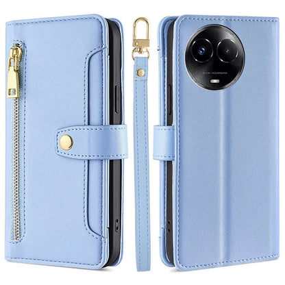 For Realme 11x 5G / 11 5G (Global) Case Wallet Stand Leather Cellphone Cover with 2 Straps