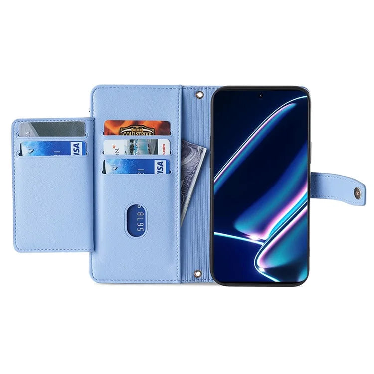 For Realme 11x 5G / 11 5G (Global) Case Wallet Stand Leather Cellphone Cover with 2 Straps