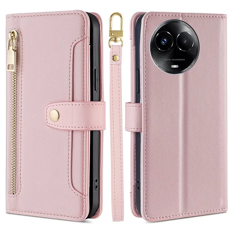 For Realme 11x 5G / 11 5G (Global) Case Wallet Stand Leather Cellphone Cover with 2 Straps