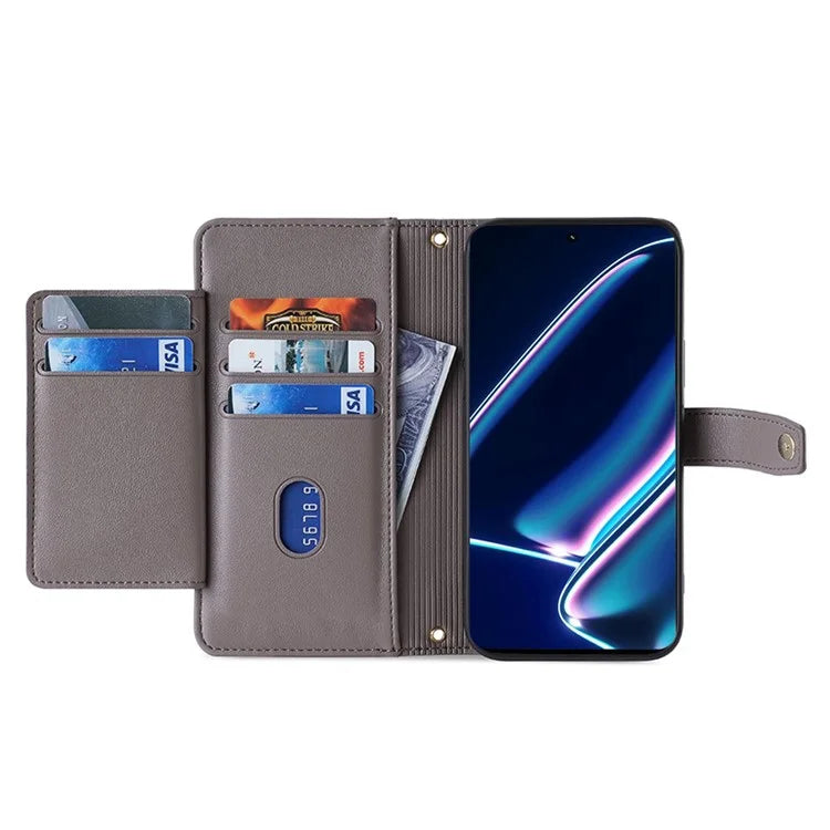 For Realme 11x 5G / 11 5G (Global) Case Wallet Stand Leather Cellphone Cover with 2 Straps