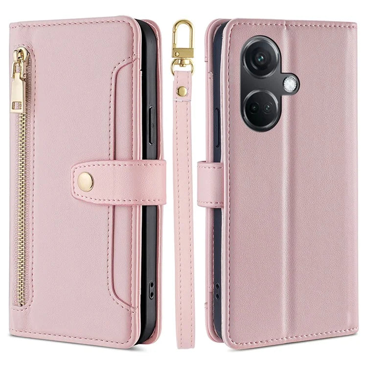For OnePlus Nord CE3 5G Case PU Leather Wallet Stand Cellphone Cover with 2 Straps