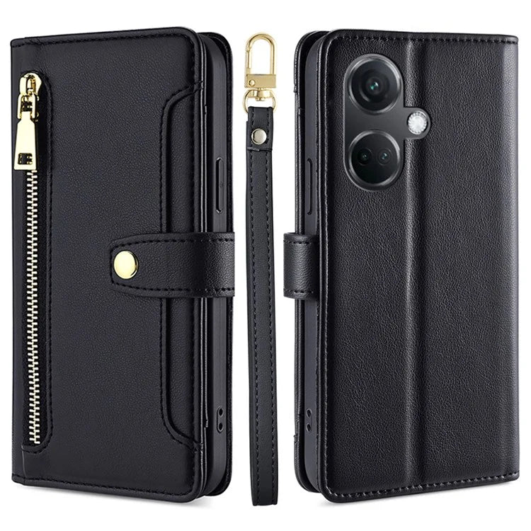 For OnePlus Nord CE3 5G Case PU Leather Wallet Stand Cellphone Cover with 2 Straps