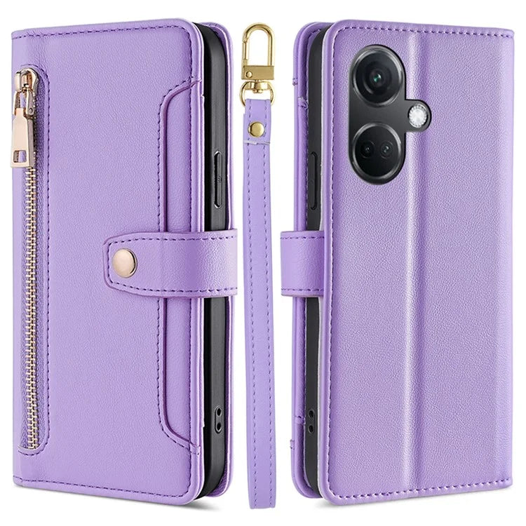 For OnePlus Nord CE3 5G Case PU Leather Wallet Stand Cellphone Cover with 2 Straps