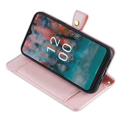 For Nokia G42 Case Zipper Wallet Leather Shockproof Phone Cover with Long and Short Strap