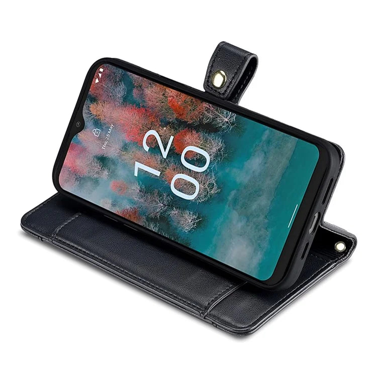 For Nokia G42 Case Zipper Wallet Leather Shockproof Phone Cover with Long and Short Strap