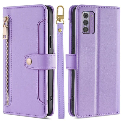 For Nokia G42 Case Zipper Wallet Leather Shockproof Phone Cover with Long and Short Strap