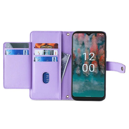 For Nokia G42 Case Zipper Wallet Leather Shockproof Phone Cover with Long and Short Strap