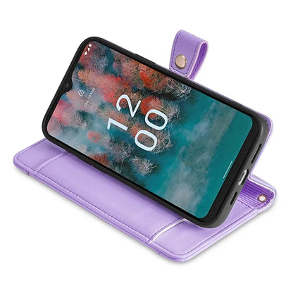 For Nokia G42 Case Zipper Wallet Leather Shockproof Phone Cover with Long and Short Strap