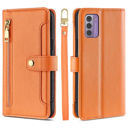 For Nokia G42 Case Zipper Wallet Leather Shockproof Phone Cover with Long and Short Strap