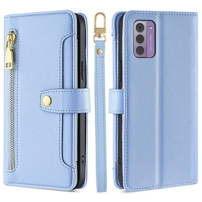 For Nokia G42 Case Zipper Wallet Leather Shockproof Phone Cover with Long and Short Strap