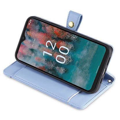 For Nokia G42 Case Zipper Wallet Leather Shockproof Phone Cover with Long and Short Strap