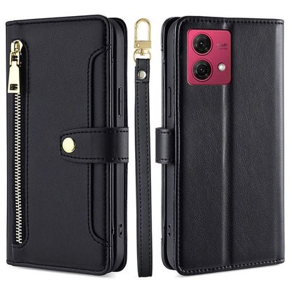 For Motorola Moto G84 5G Case Zipper Wallet Multifunction Phone Cover with 2 Straps
