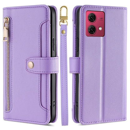 For Motorola Moto G84 5G Case Zipper Wallet Multifunction Phone Cover with 2 Straps