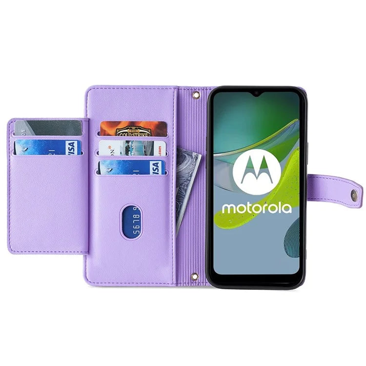 For Motorola Moto G84 5G Case Zipper Wallet Multifunction Phone Cover with 2 Straps