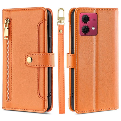 For Motorola Moto G84 5G Case Zipper Wallet Multifunction Phone Cover with 2 Straps