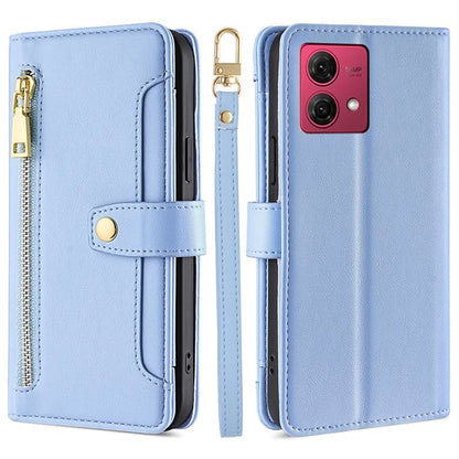 For Motorola Moto G84 5G Case Zipper Wallet Multifunction Phone Cover with 2 Straps