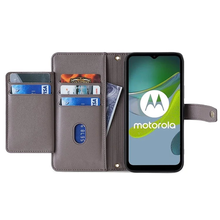 For Motorola Moto G84 5G Case Zipper Wallet Multifunction Phone Cover with 2 Straps