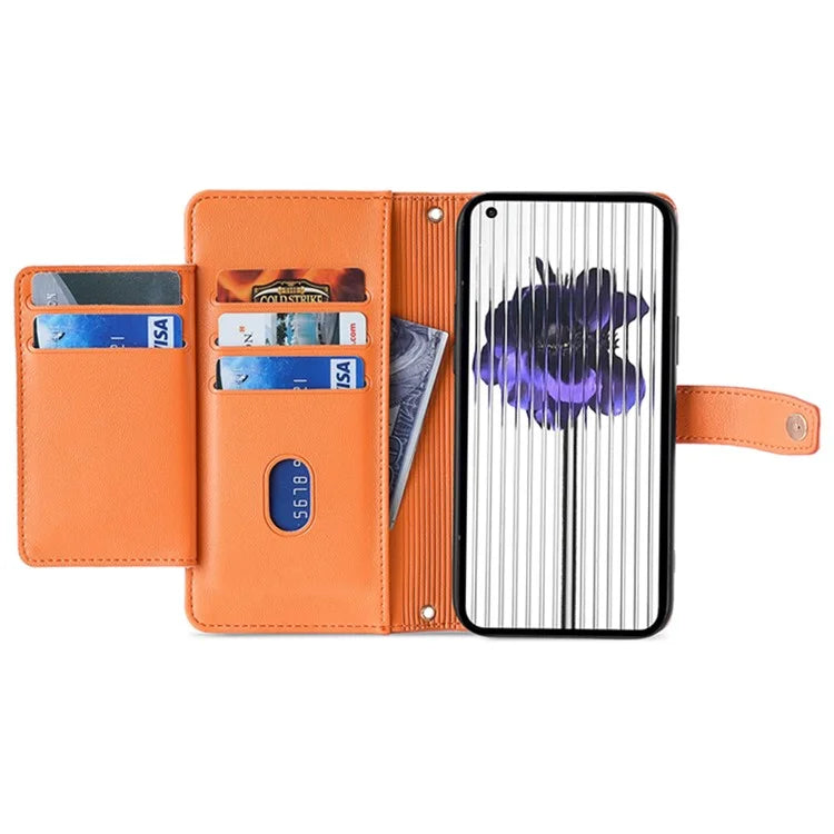 For Nothing Phone (2) Case Zipper Pocket Leather Wallet Phone Cover with 2 Straps
