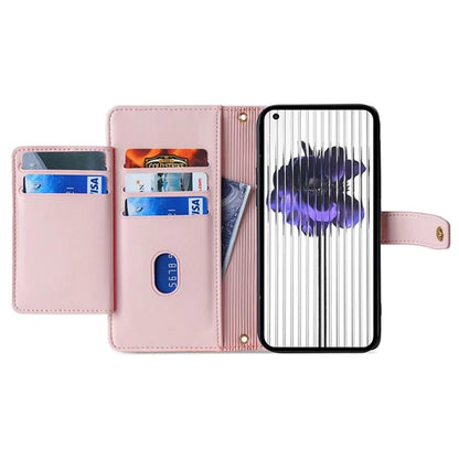 For Nothing Phone (2) Case Zipper Pocket Leather Wallet Phone Cover with 2 Straps
