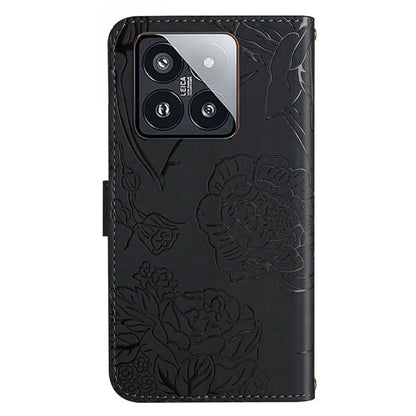 HT03 For Xiaomi 14 Pro Case Stand Wallet Imprinted Phone Cover with Shoulder Strap