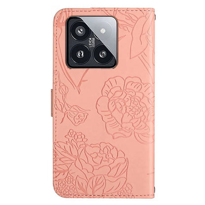 HT03 For Xiaomi 14 Pro Case Stand Wallet Imprinted Phone Cover with Shoulder Strap