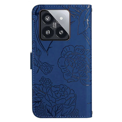 HT03 For Xiaomi 14 Pro Case Stand Wallet Imprinted Phone Cover with Shoulder Strap