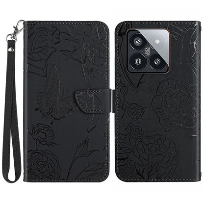 HT03 For Xiaomi 14 Pro Case PU Leather Stand Phone Cover with Hand Strap