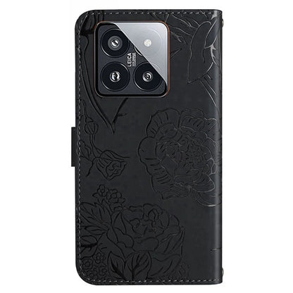 HT03 For Xiaomi 14 Pro Case PU Leather Stand Phone Cover with Hand Strap