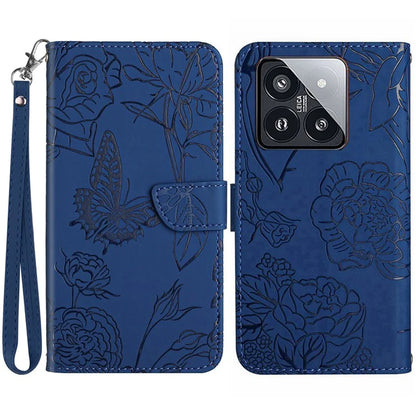 HT03 For Xiaomi 14 Pro Case PU Leather Stand Phone Cover with Hand Strap