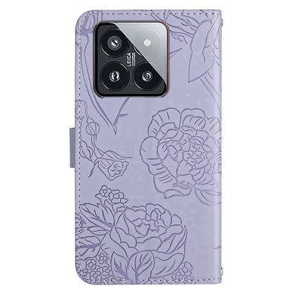 HT03 For Xiaomi 14 Pro Case PU Leather Stand Phone Cover with Hand Strap