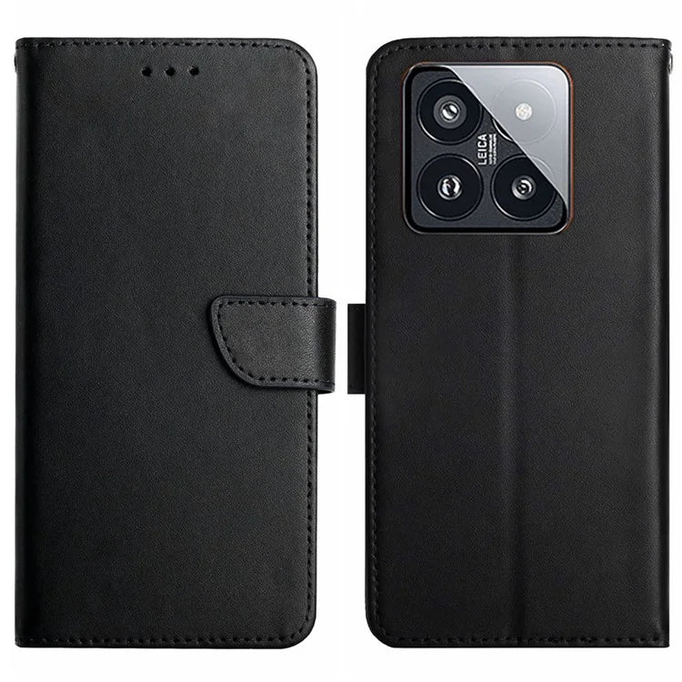 HT02 For Xiaomi 14 Pro Case Magnetic Soft Genuine Cow Leather Phone Cover