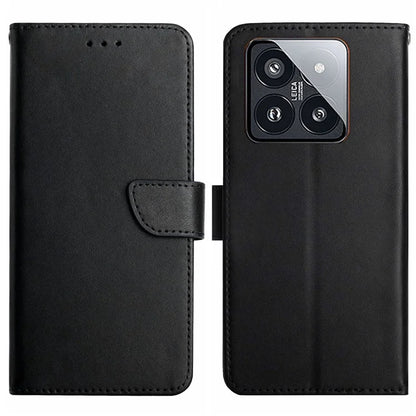 HT02 For Xiaomi 14 Pro Case Magnetic Soft Genuine Cow Leather Phone Cover