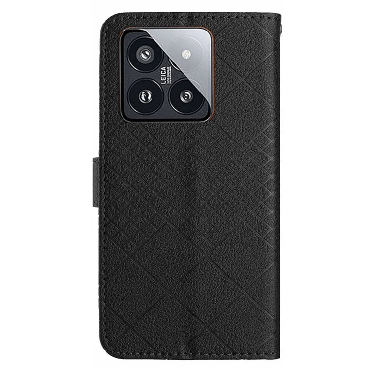 HT06 For Xiaomi 14 Pro Case PU Leather Litchi Texture Cellphone Cover with Stand and Wallet