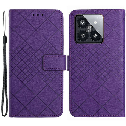 HT06 For Xiaomi 14 Pro Case PU Leather Litchi Texture Cellphone Cover with Stand and Wallet