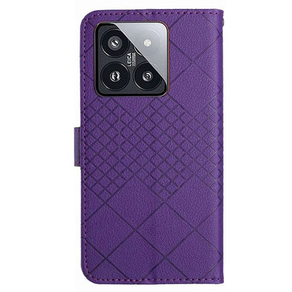 HT06 For Xiaomi 14 Pro Case PU Leather Litchi Texture Cellphone Cover with Stand and Wallet