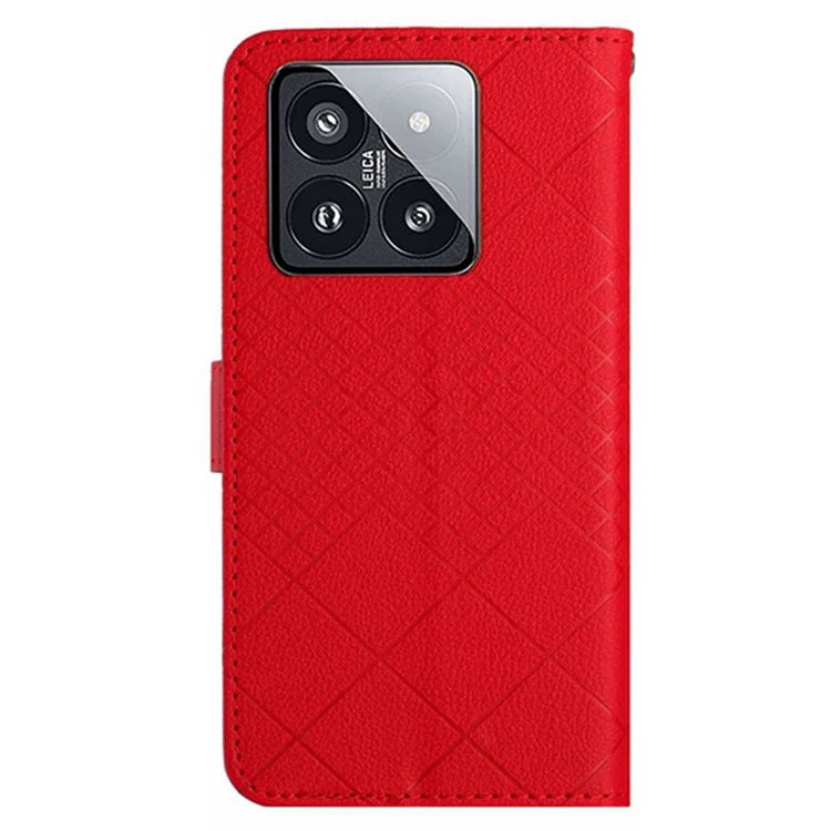 HT06 For Xiaomi 14 Pro Case PU Leather Litchi Texture Cellphone Cover with Stand and Wallet